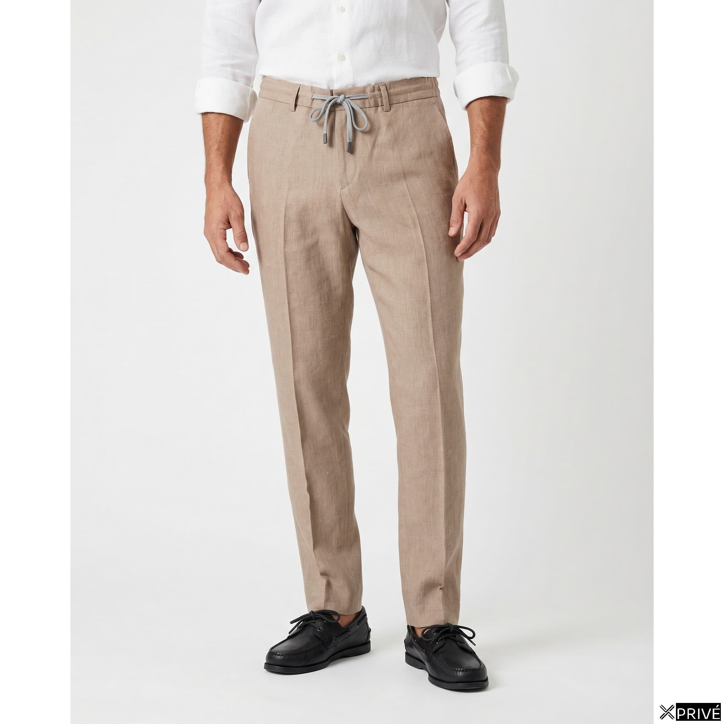 Jeans beige en Lin — 1