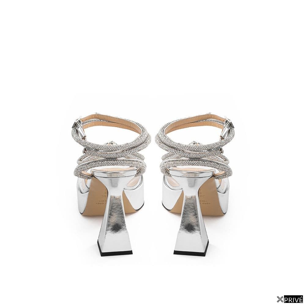 Chaussures compensées grises en Cuir — 3