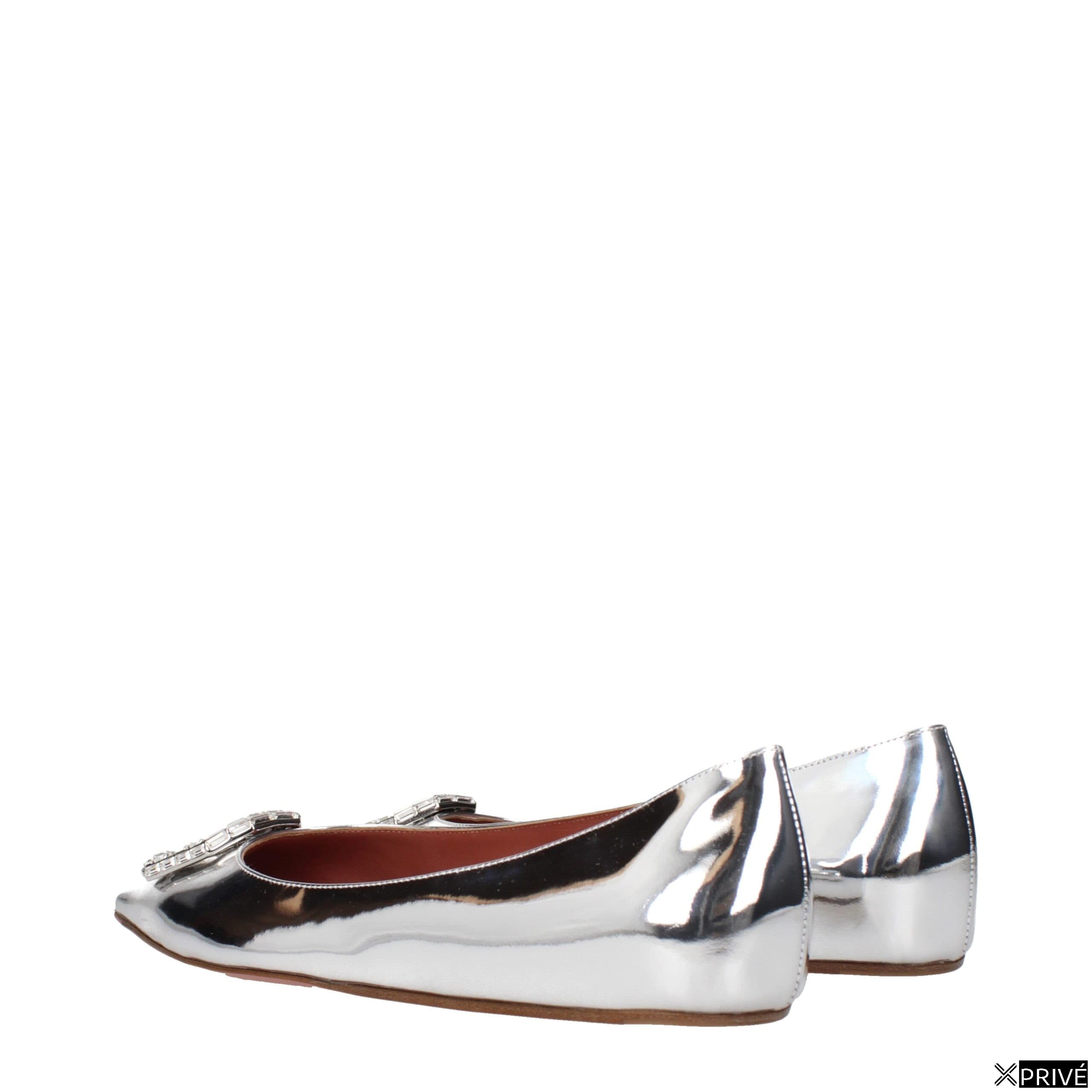 Chaussures plates grises en Cuir — 4