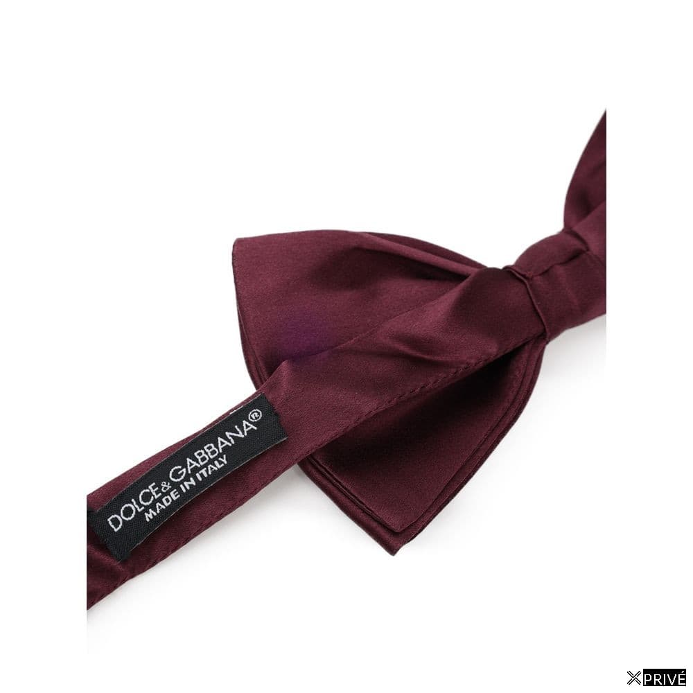 Cravate et nœud papillon bordeaux en Soie — 2