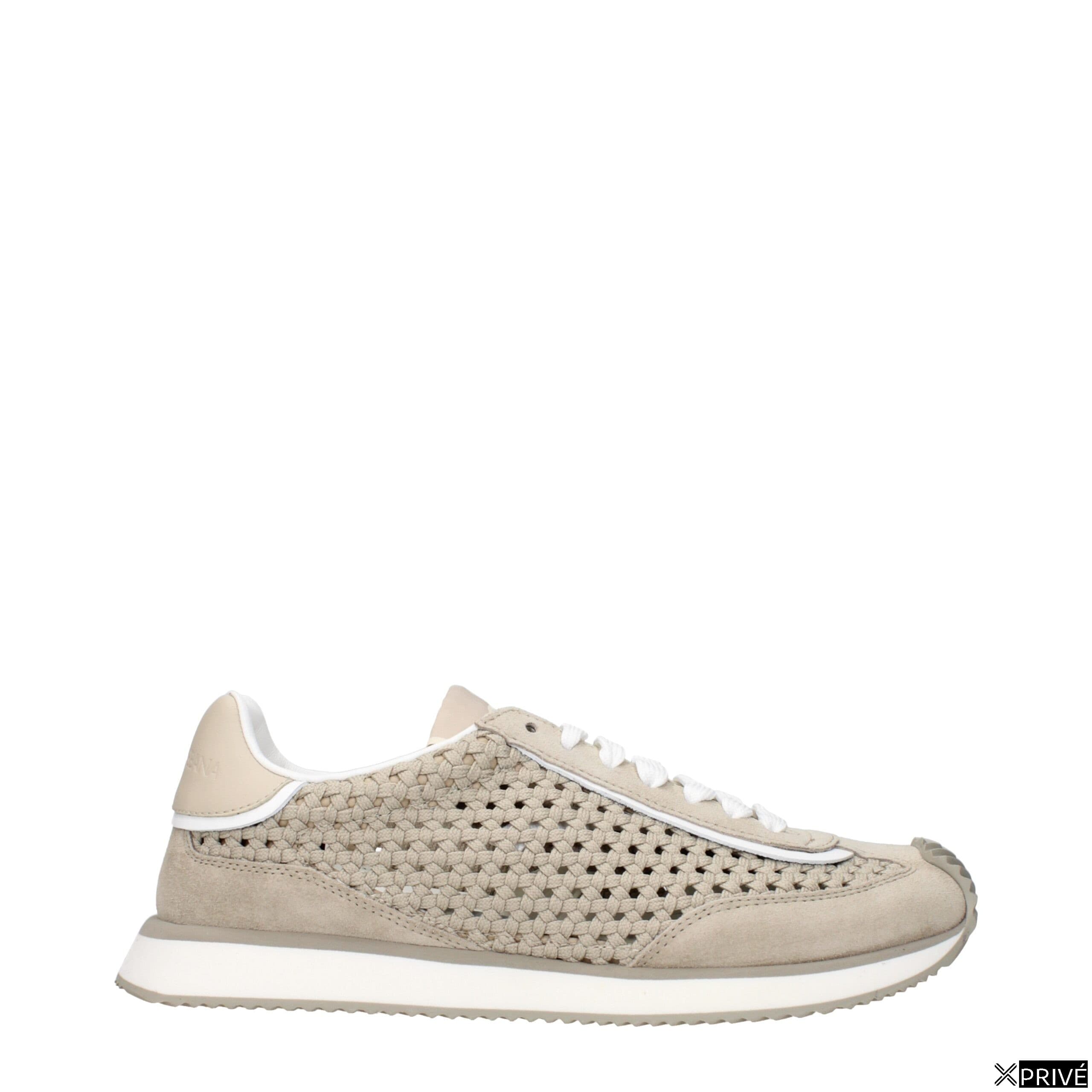 Chaussures de sport beiges en Tissu — 1