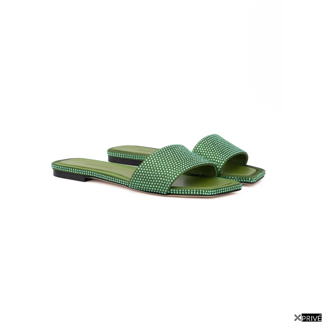 Chaussures plates vertes en Satin — 2