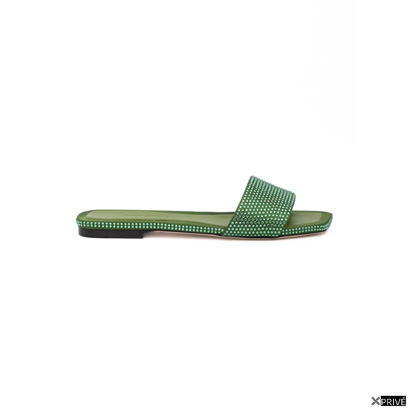 Chaussures plates vertes en Satin — 1