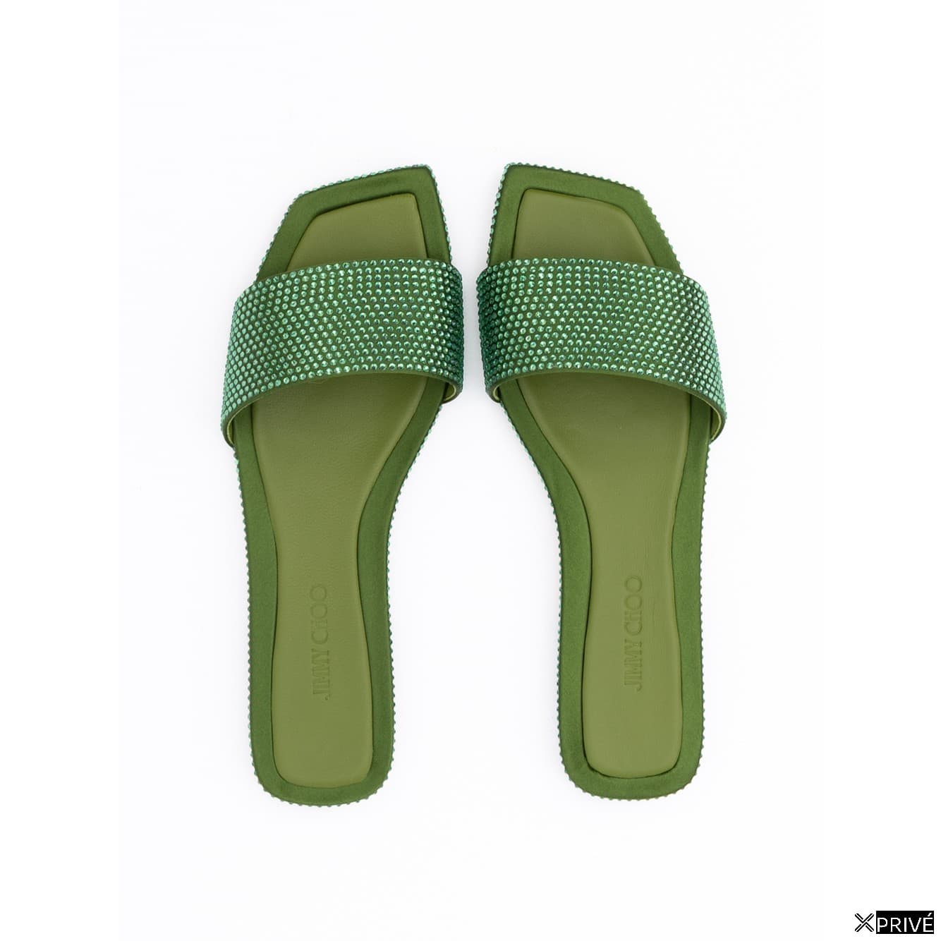 Chaussures plates vertes en Satin — 3