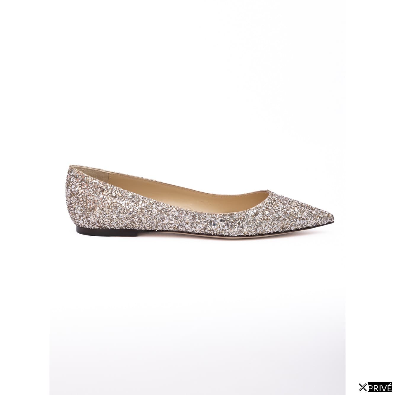 Chaussures plates Rose Doré en Tissu — 1