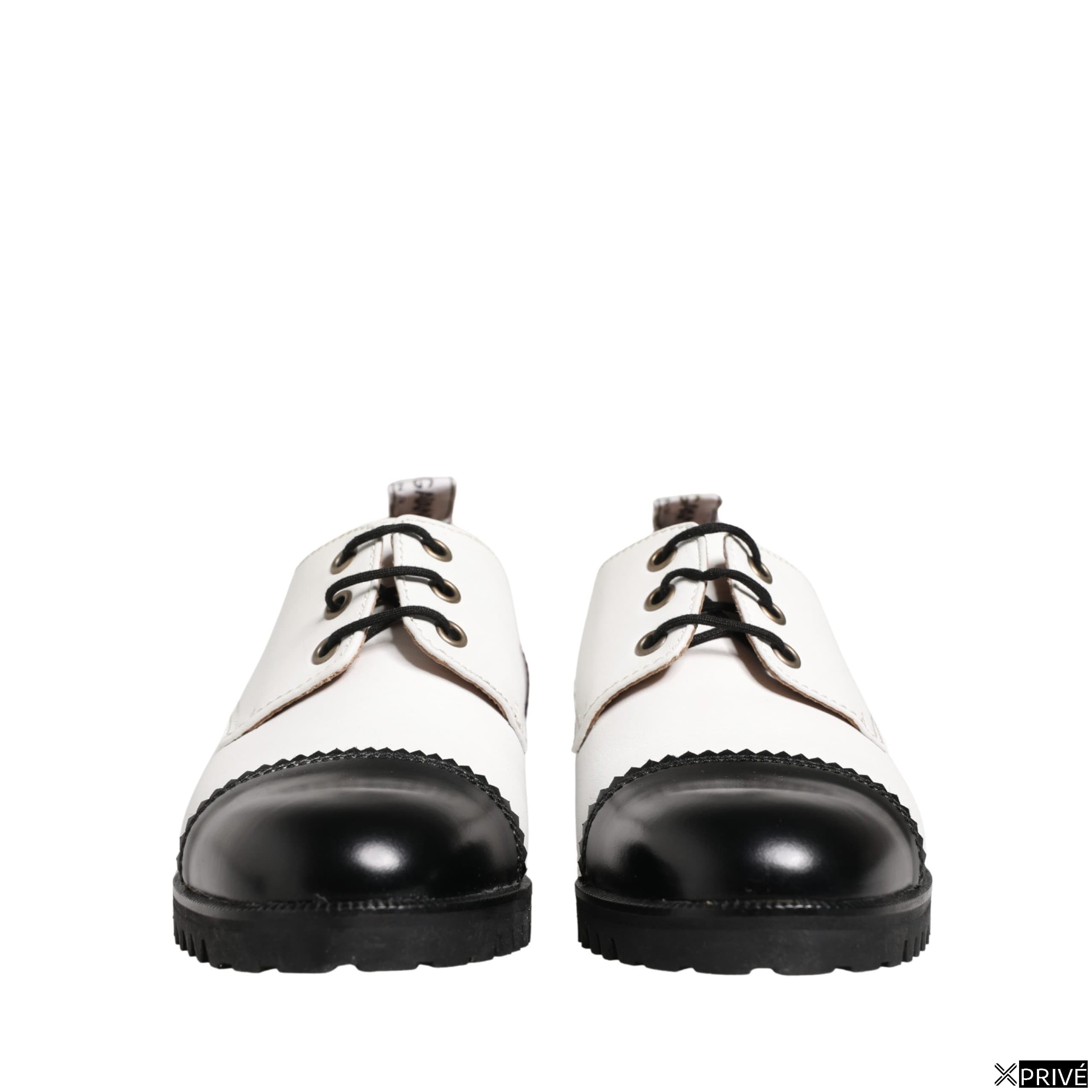 Chaussures plates noir et blanc en Cuir — 3