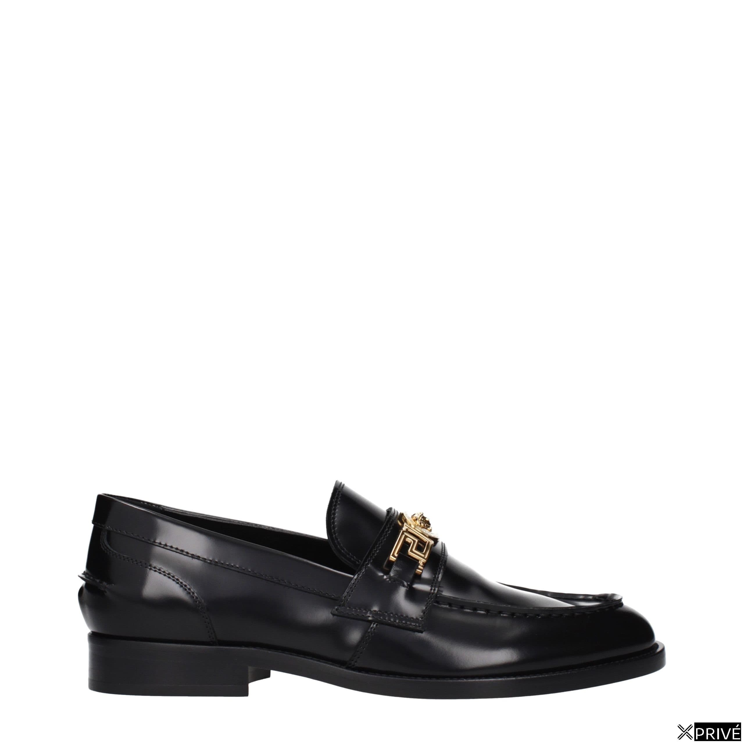 Black Leather Slip-On Loafers — 1