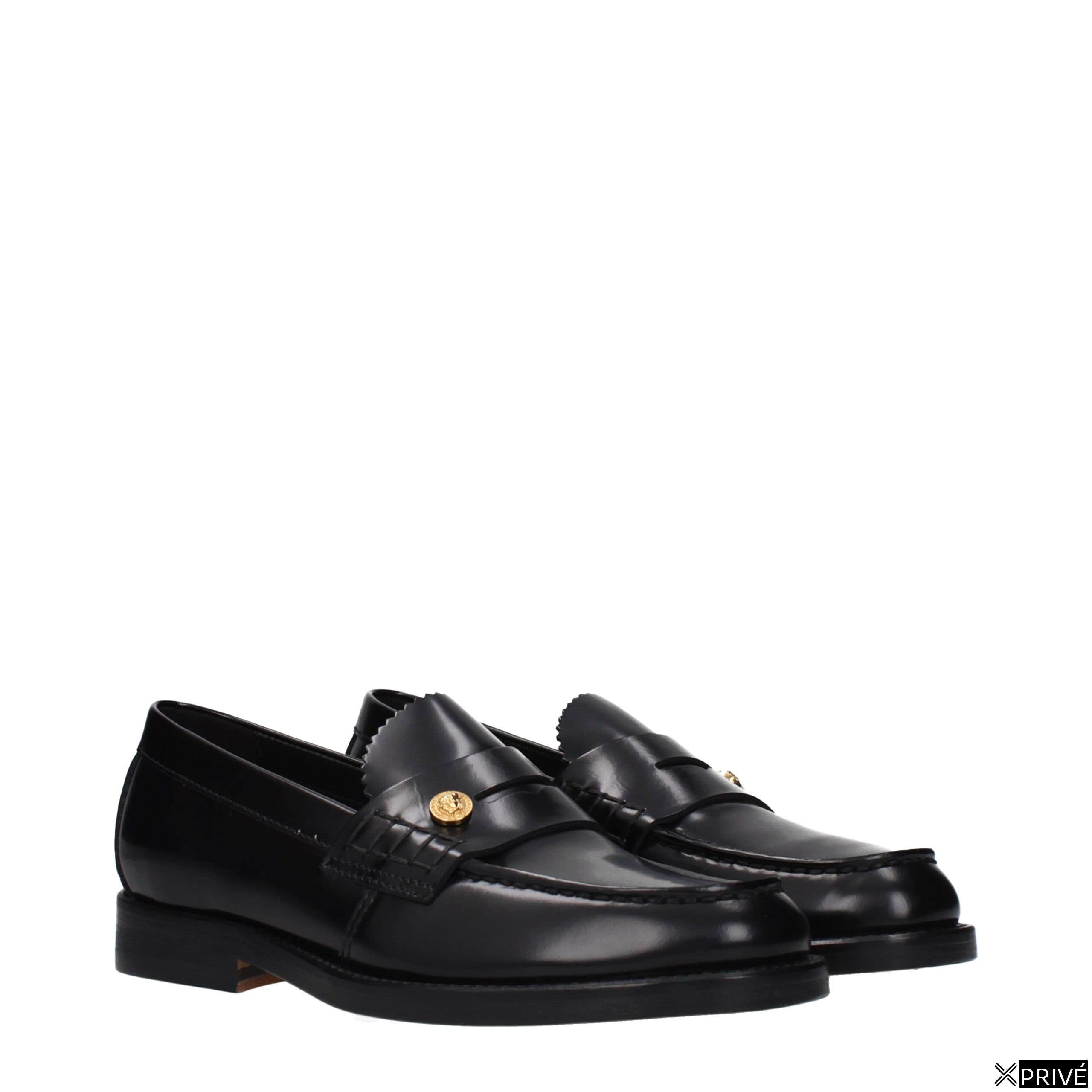 Black Leather Slip-On Loafers — 2