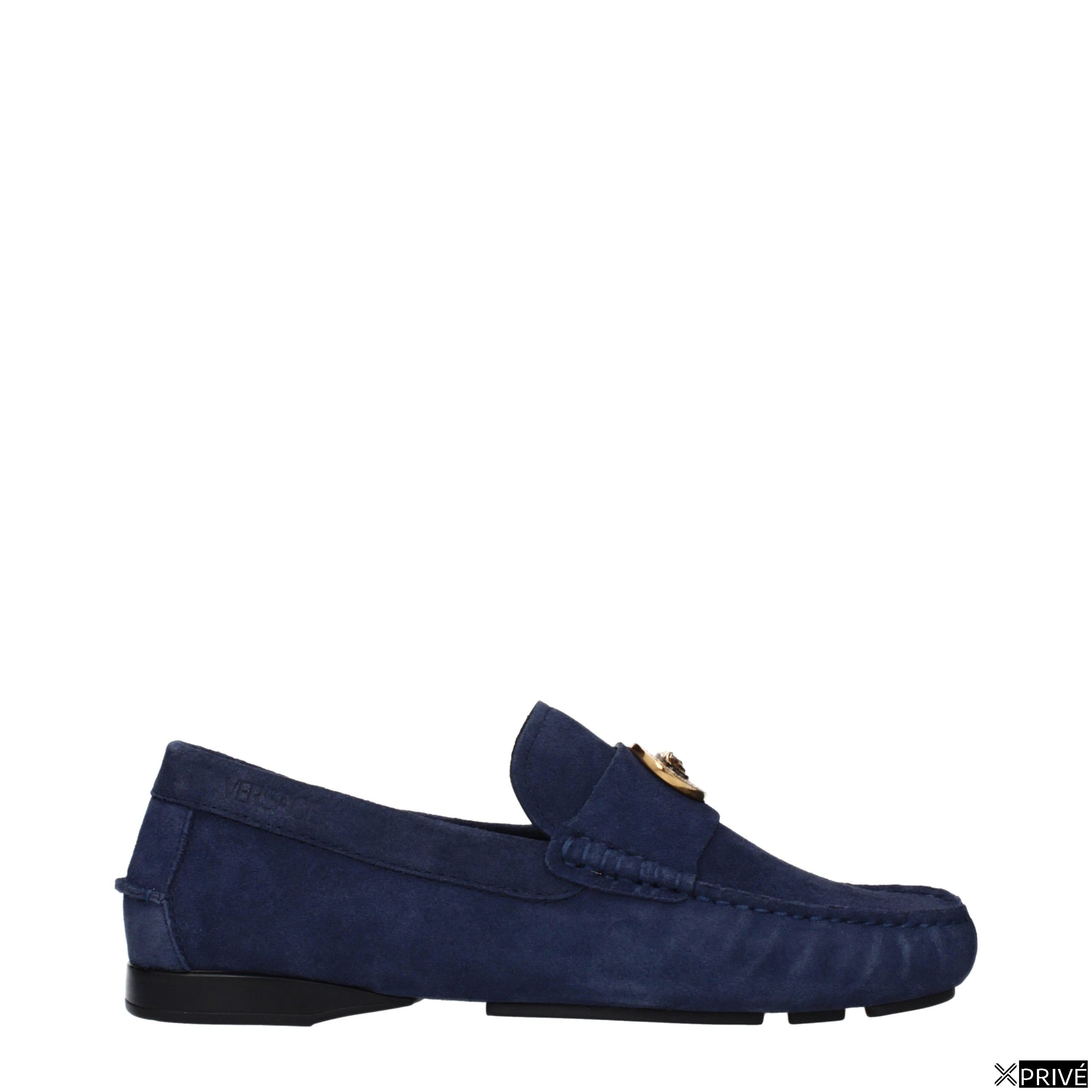 Blue Leather Slip-On Loafers — 1