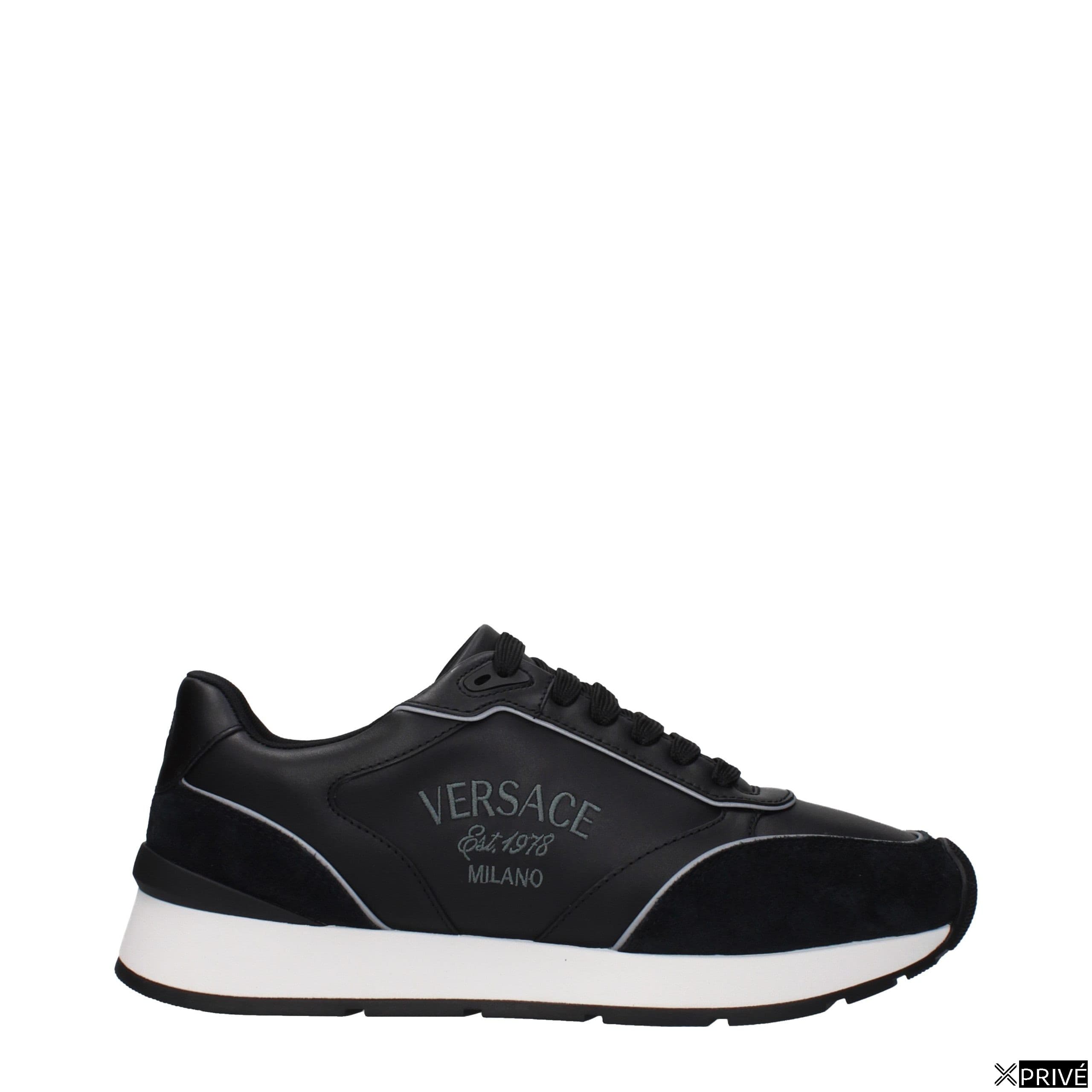 Black Leather Low Top Sneakers — 1