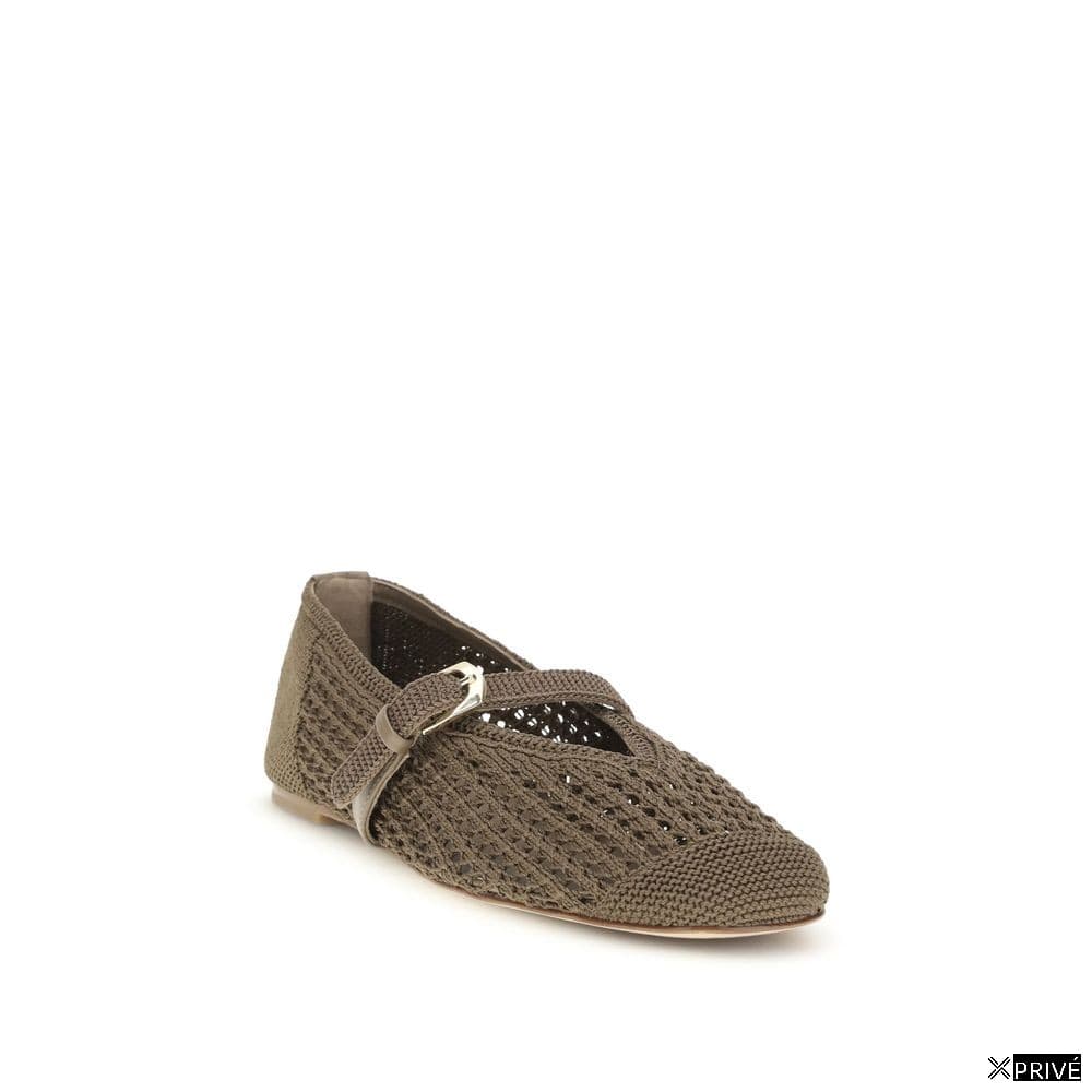 Chaussures plates beiges en Tissu — 2