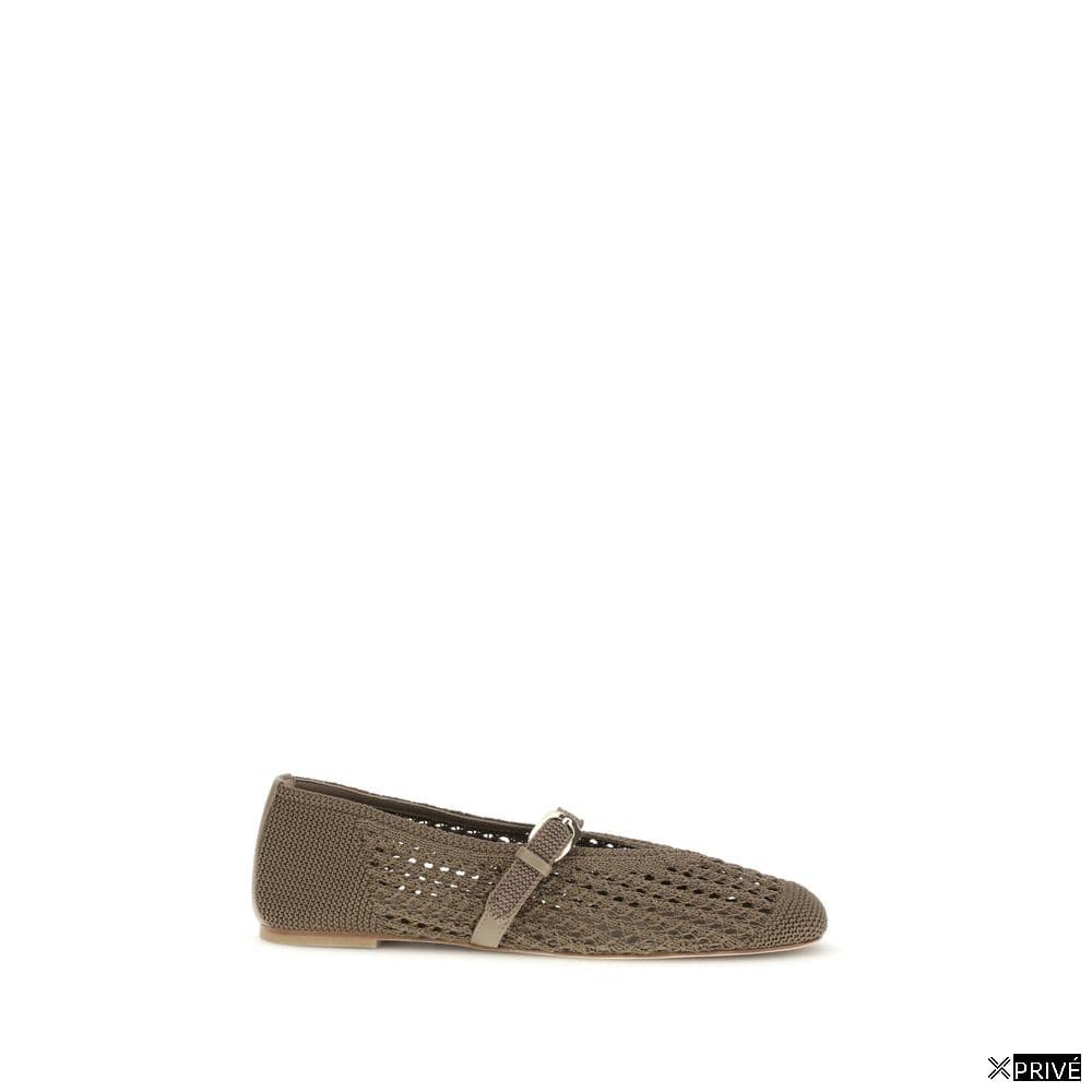 Chaussures plates beiges en Tissu — 1