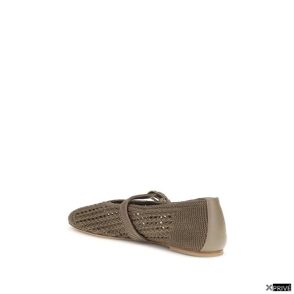 Chaussures plates beiges en Tissu — 3