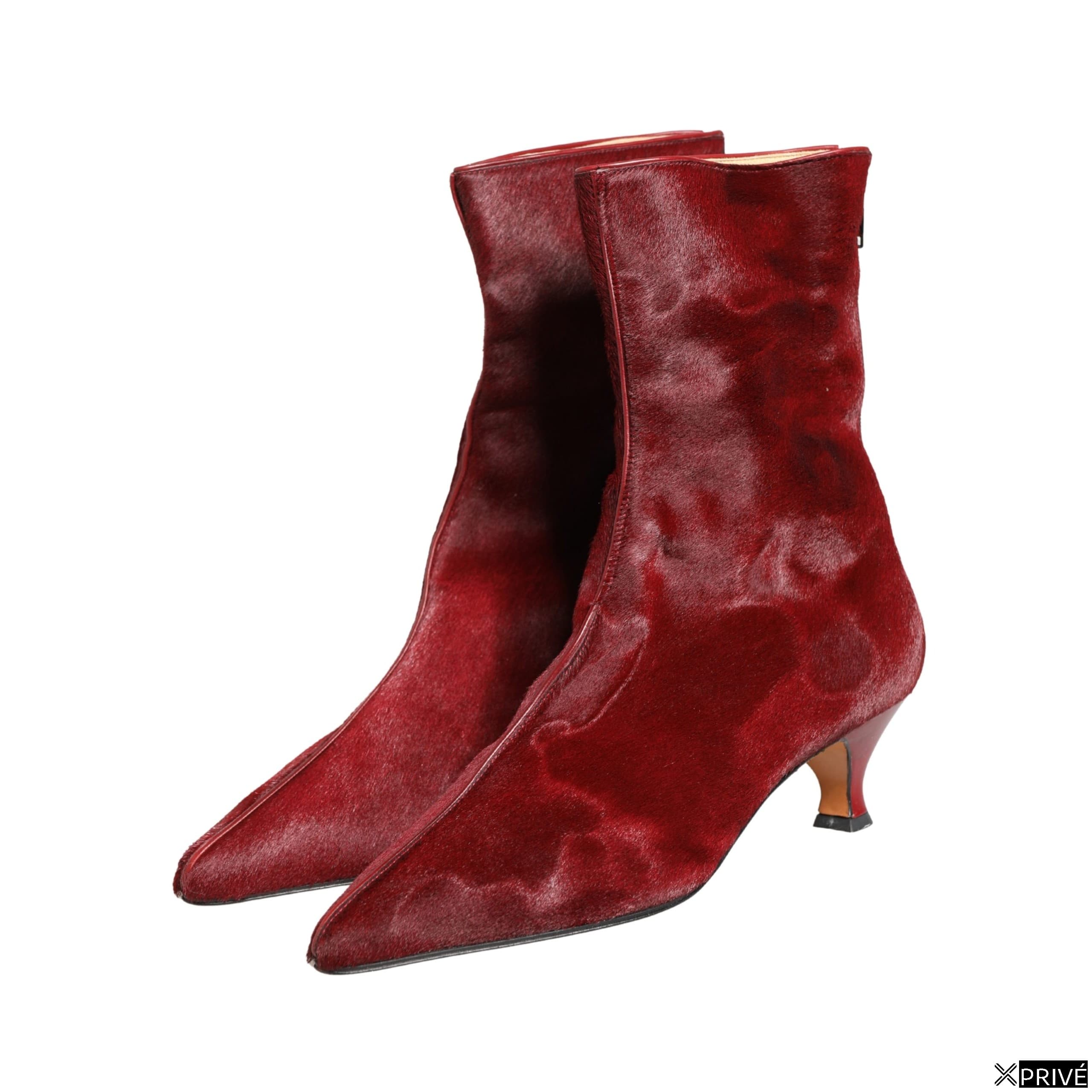 Bottes bordeaux en Fourrure — 5