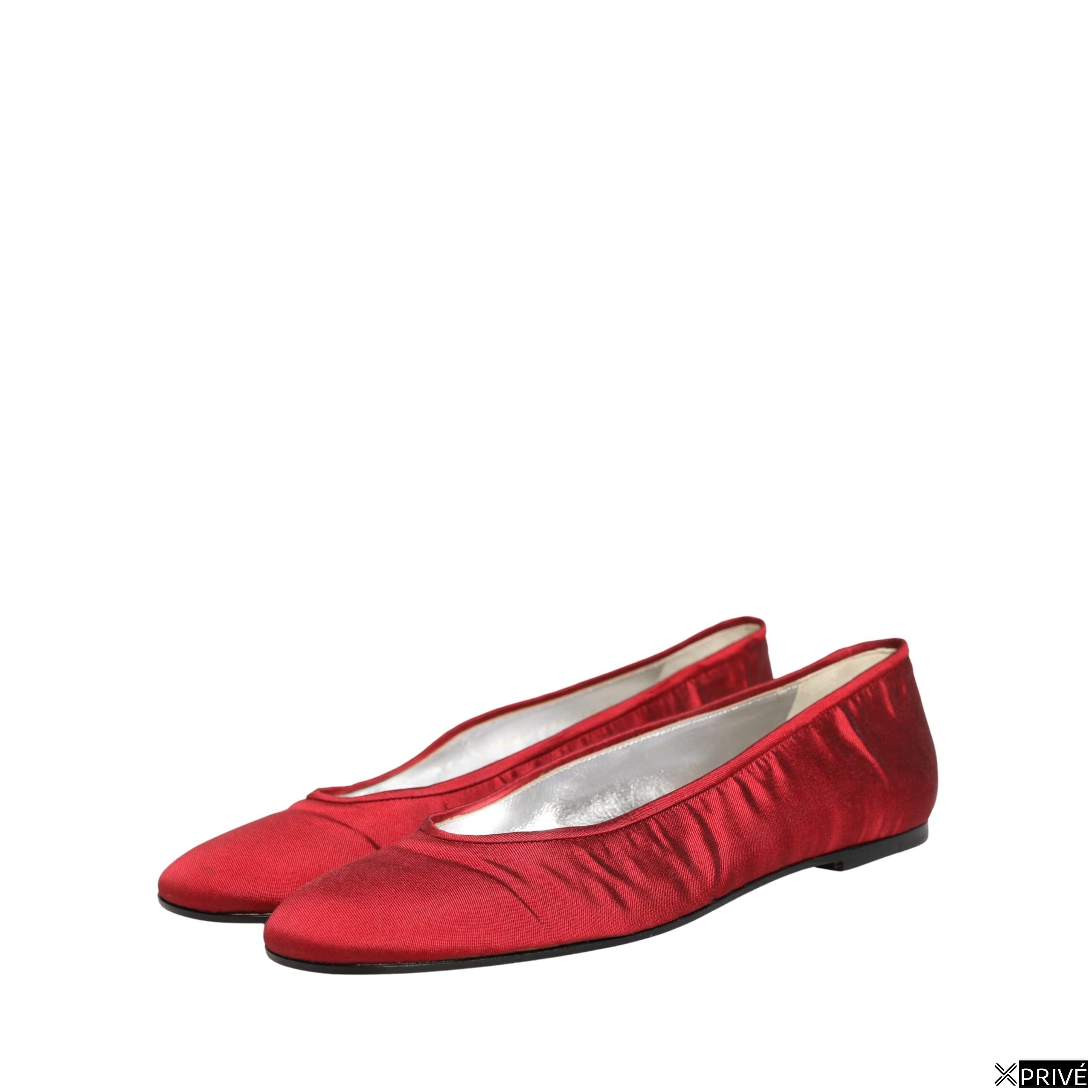Chaussures plates rouges en Satin — 4