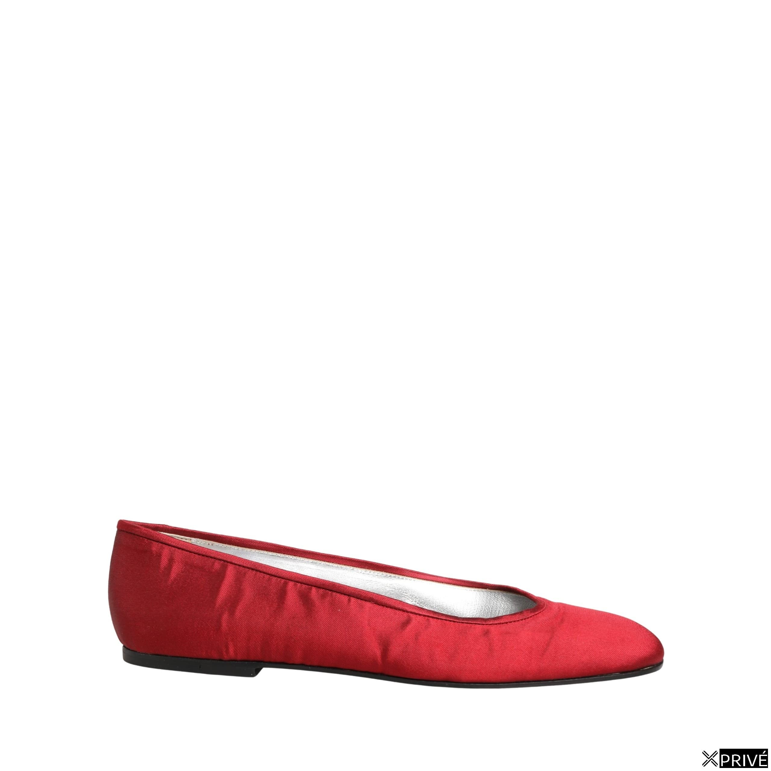 Chaussures plates rouges en Satin — 1