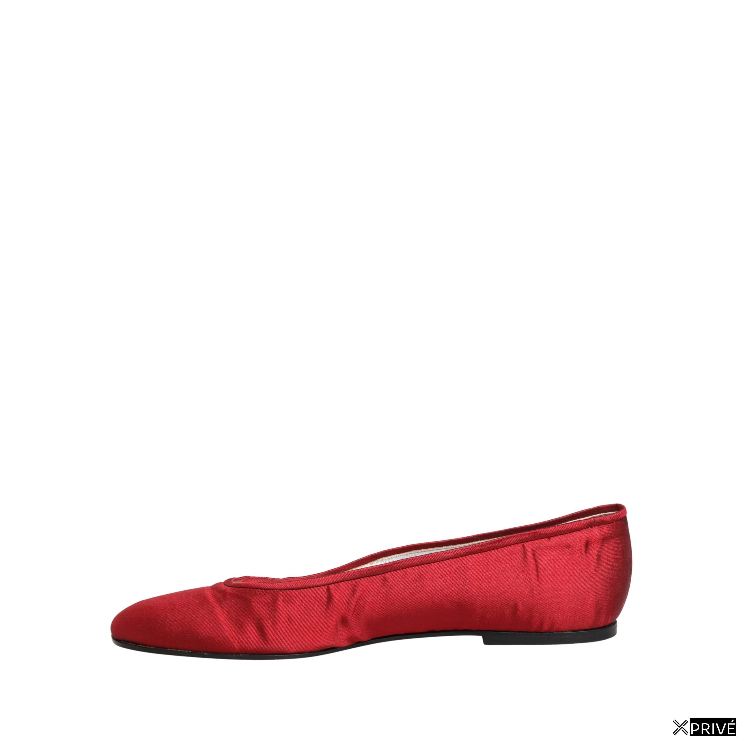 Chaussures plates rouges en Satin — 6