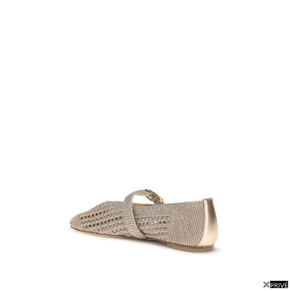 Chaussures plates dorées en Tissu — 3