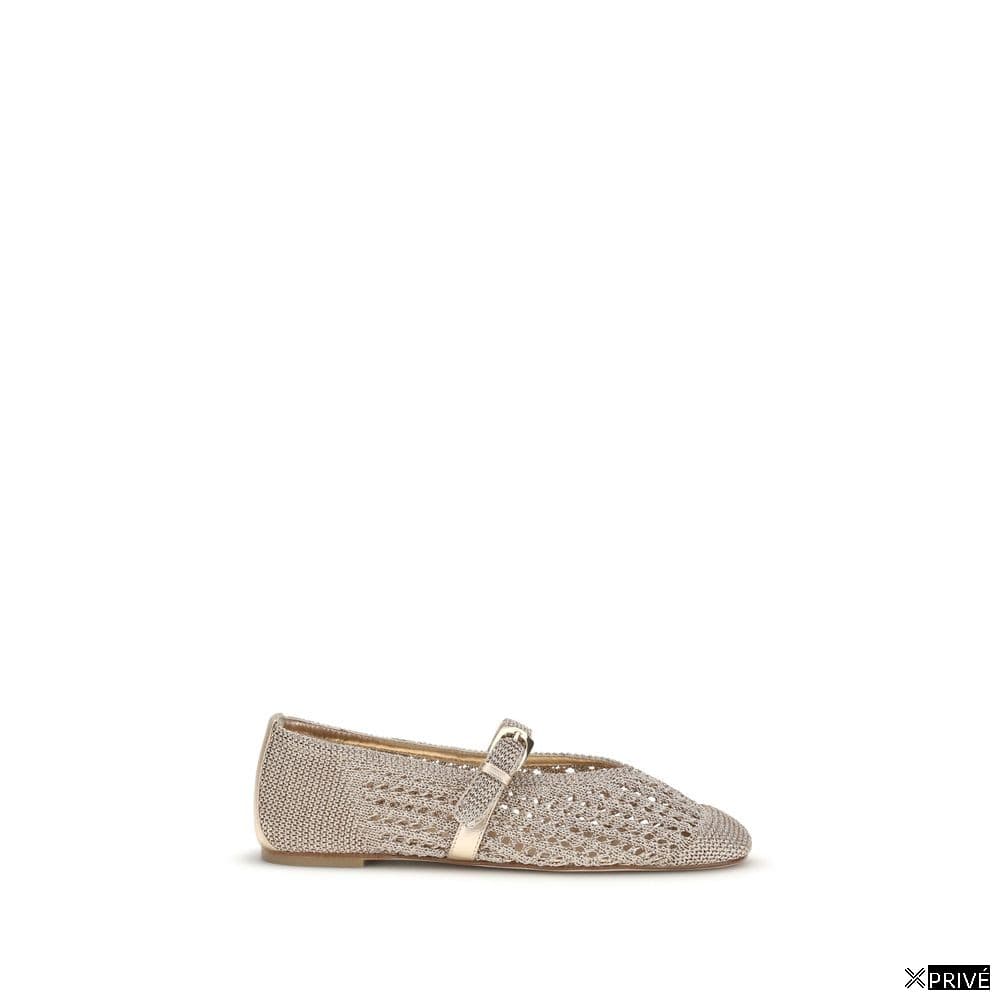 Chaussures plates dorées en Tissu — 1