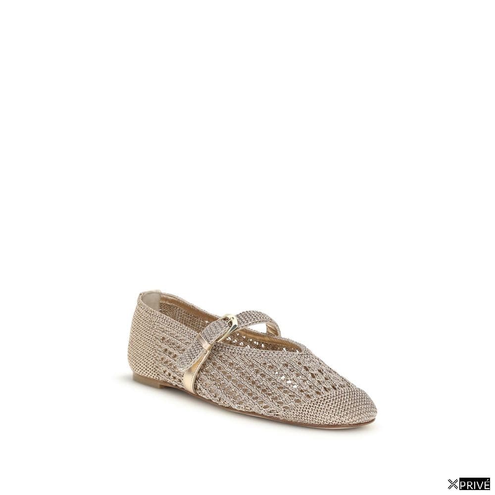Chaussures plates dorées en Tissu — 2