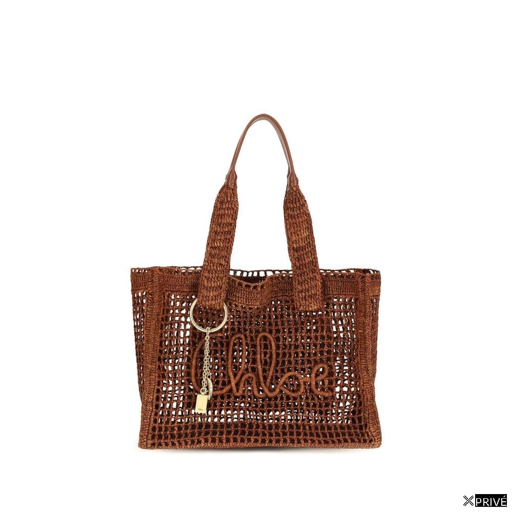 Sac bandoulière brun en Raphia — 1