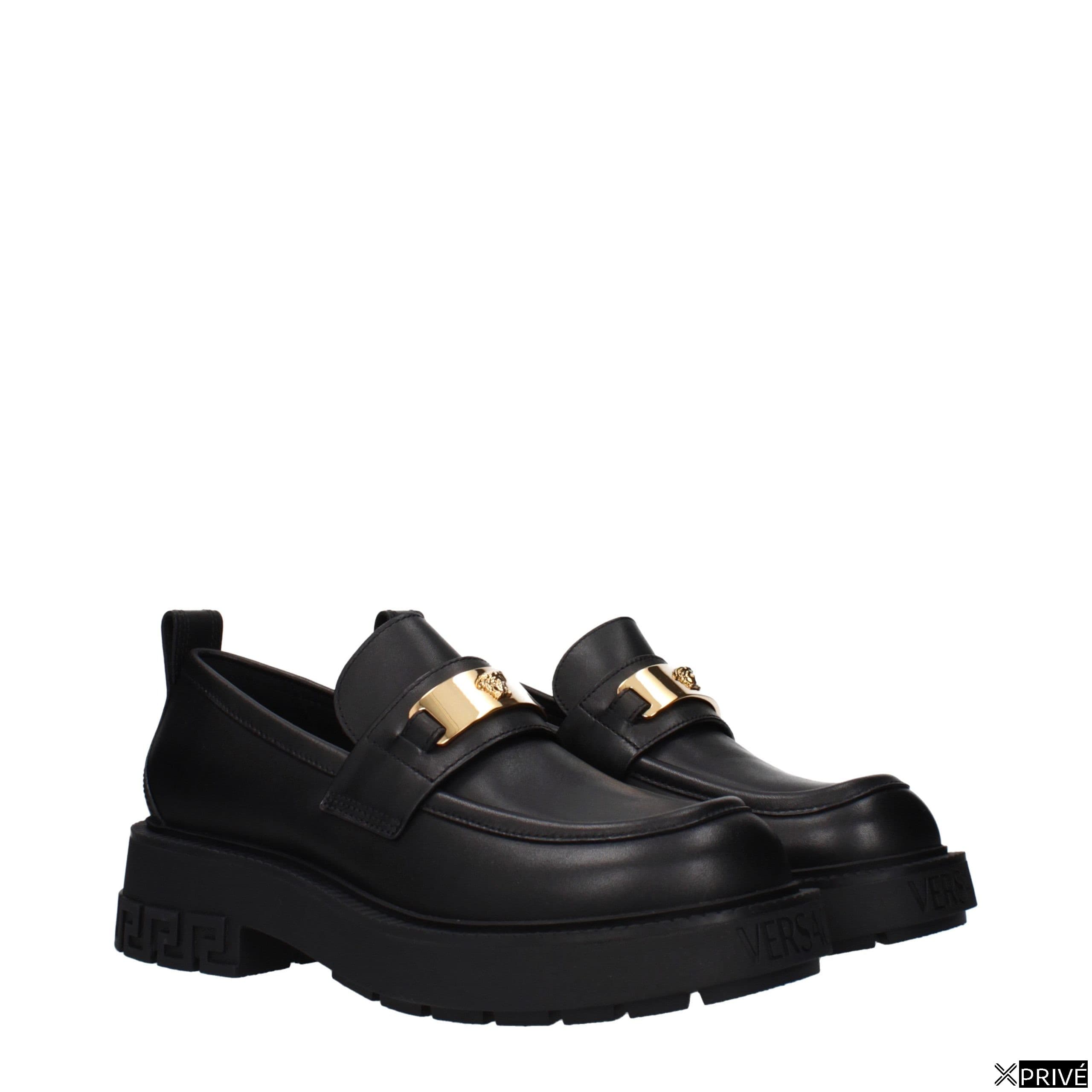Black Leather Slip-On Loafers — 2