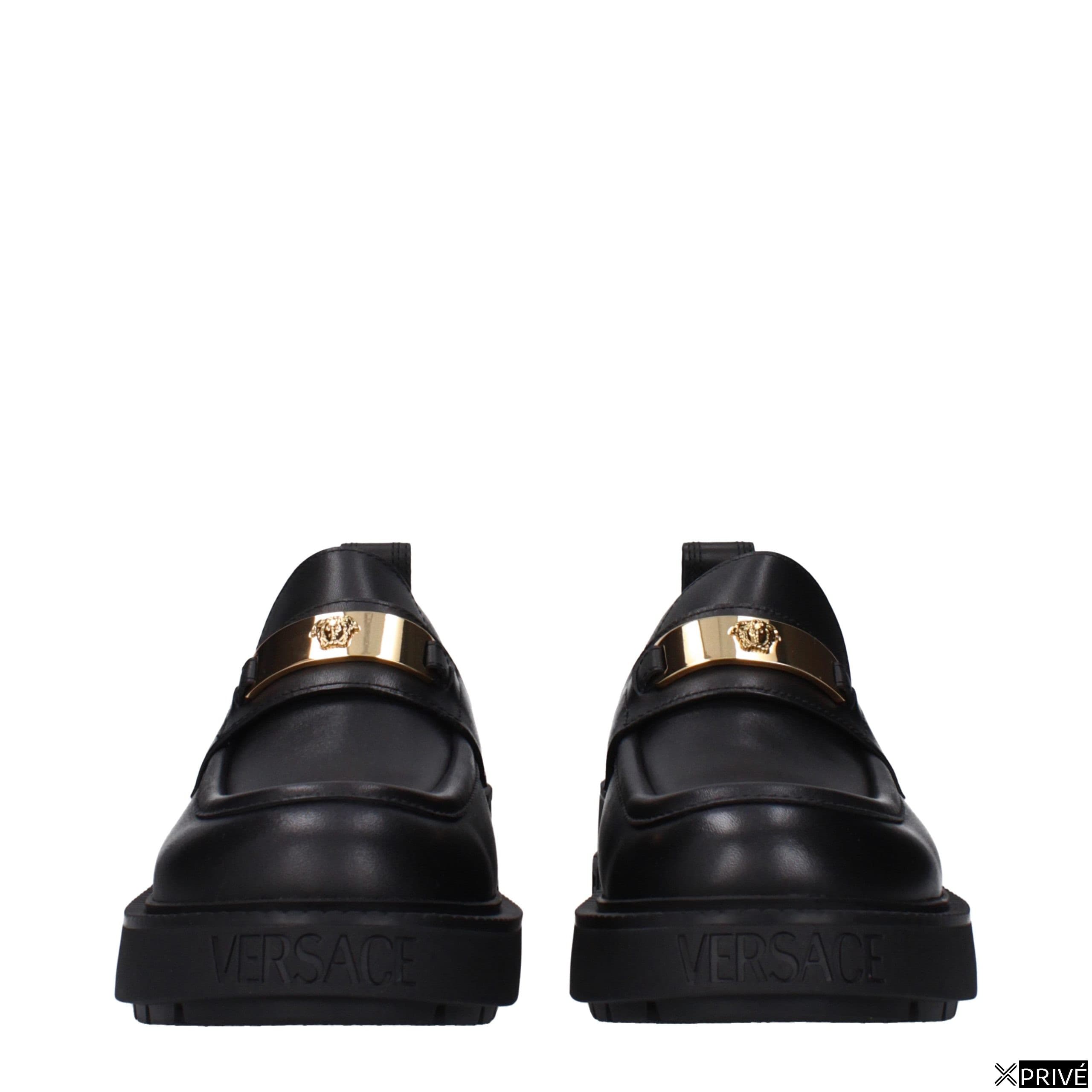 Black Leather Slip-On Loafers — 3