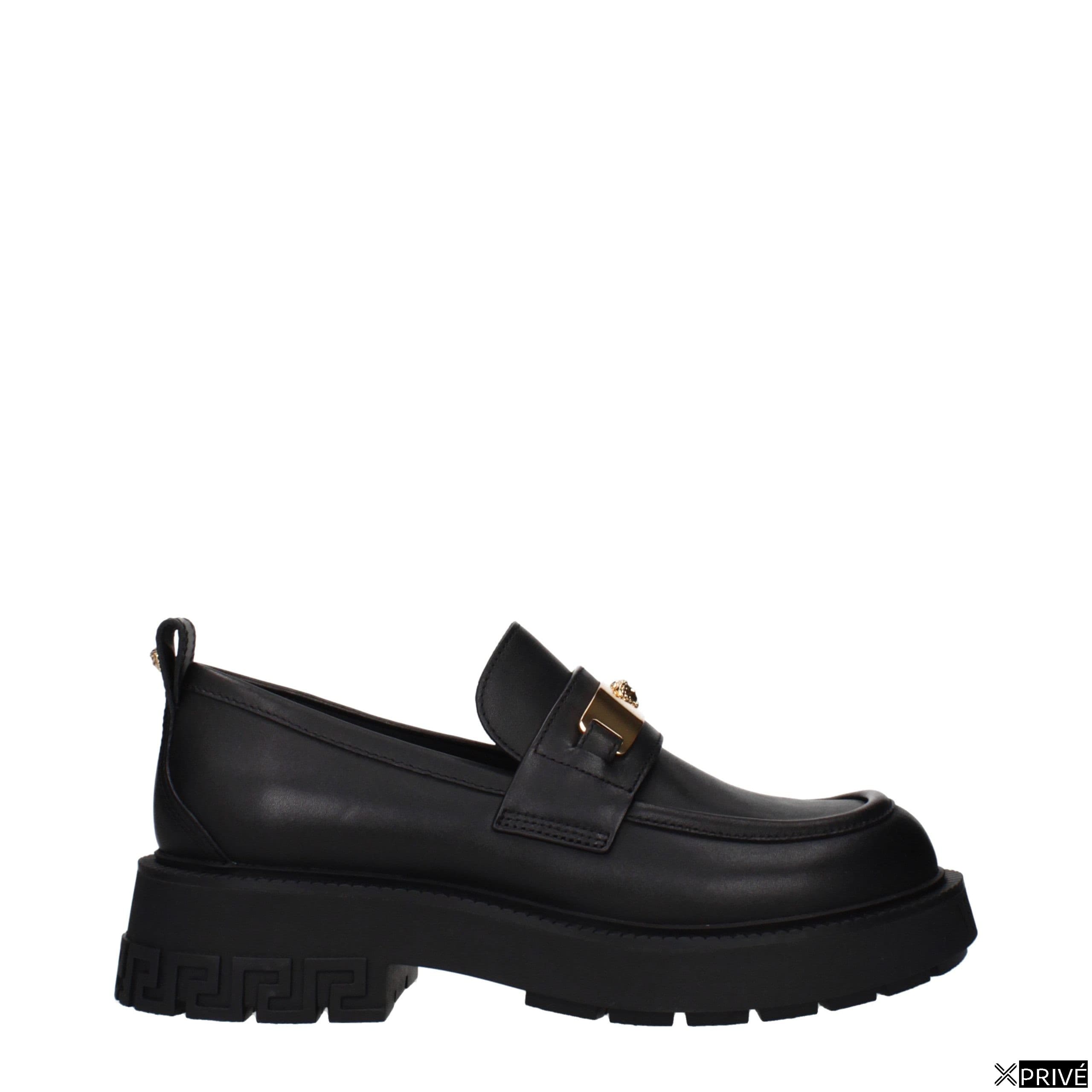 Black Leather Slip-On Loafers — 1