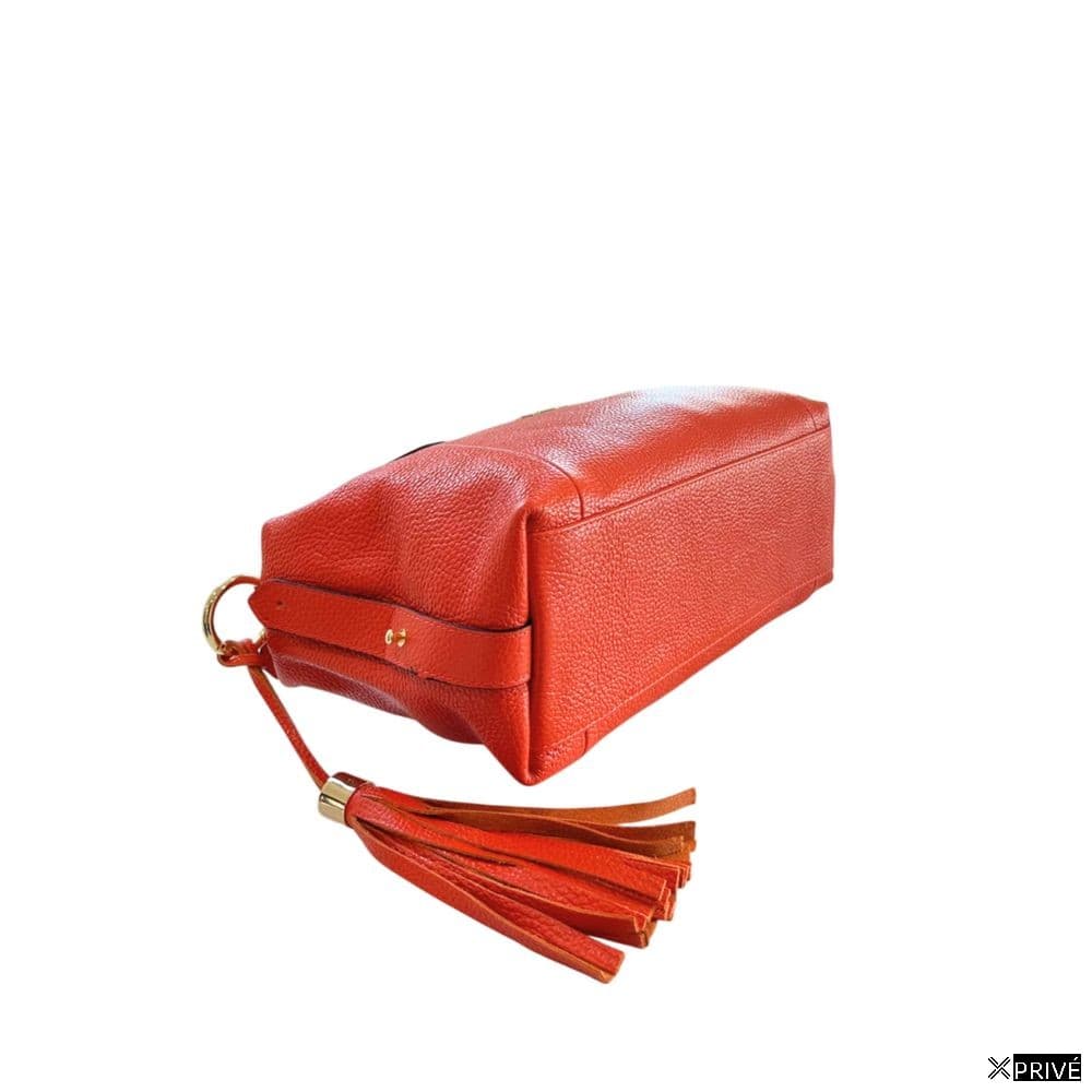 Sac bandoulière orange en Cowhide — 4