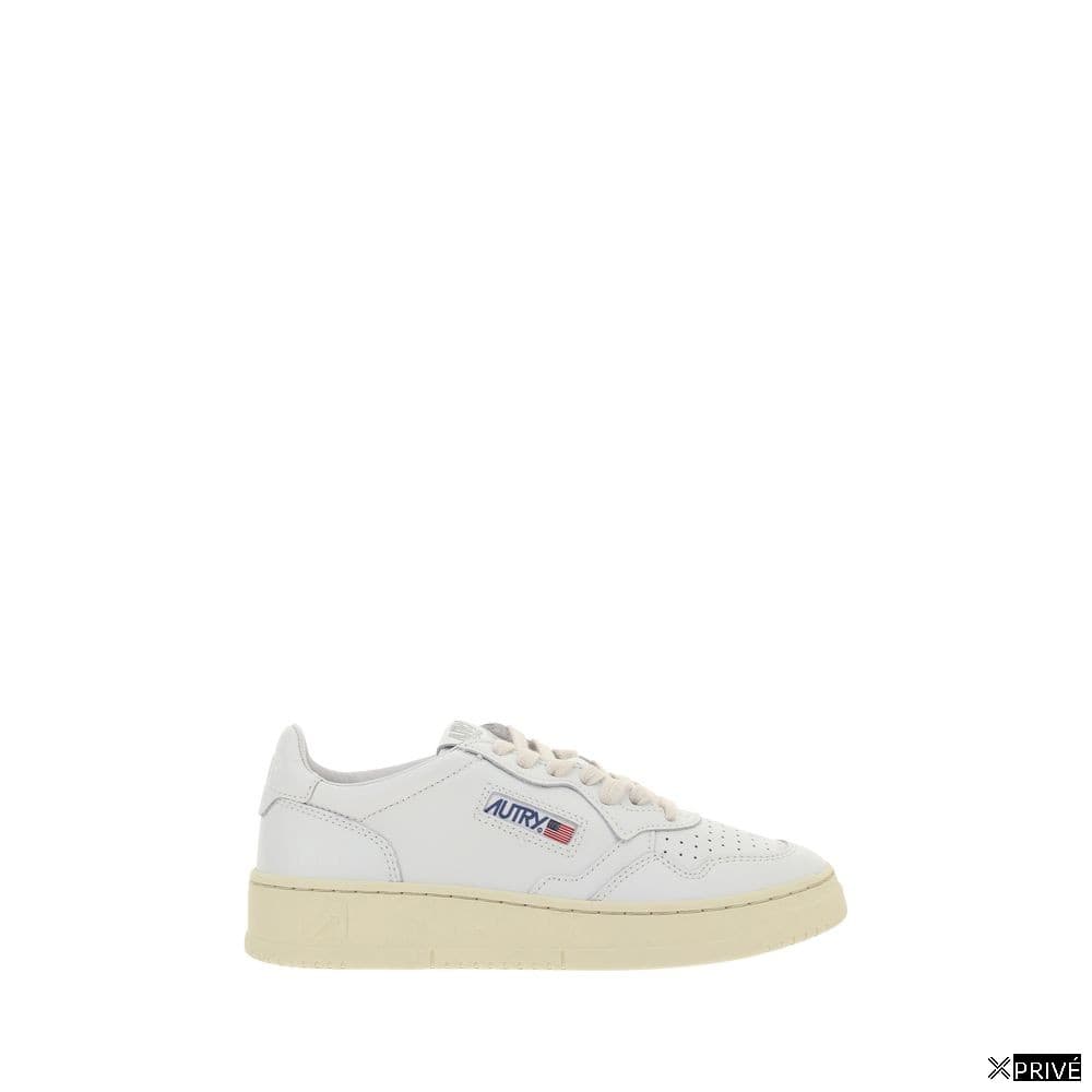 White Calf Leather Bos Taurus Low Top Sneakers — 1