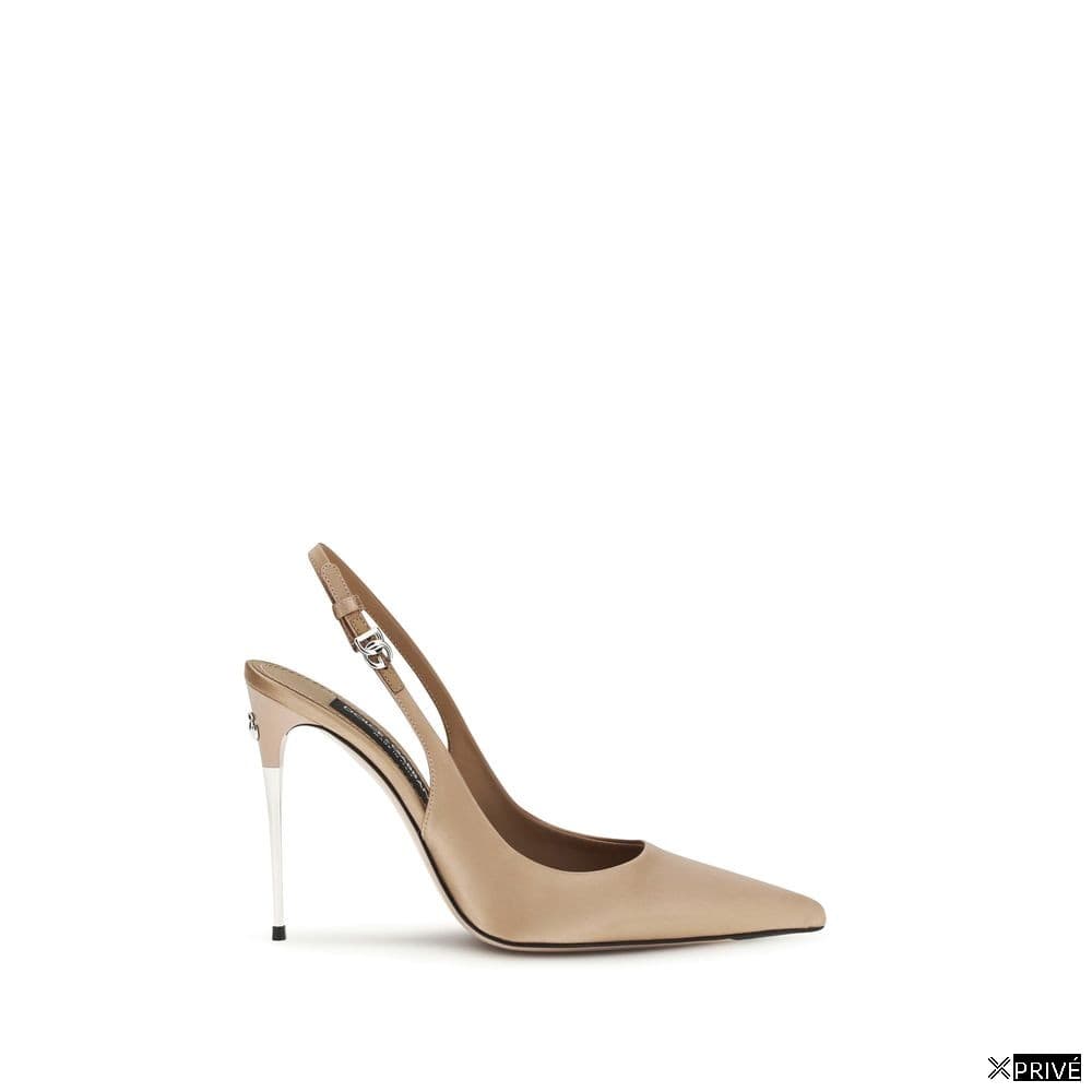 Escarpin beige en Soie — 1