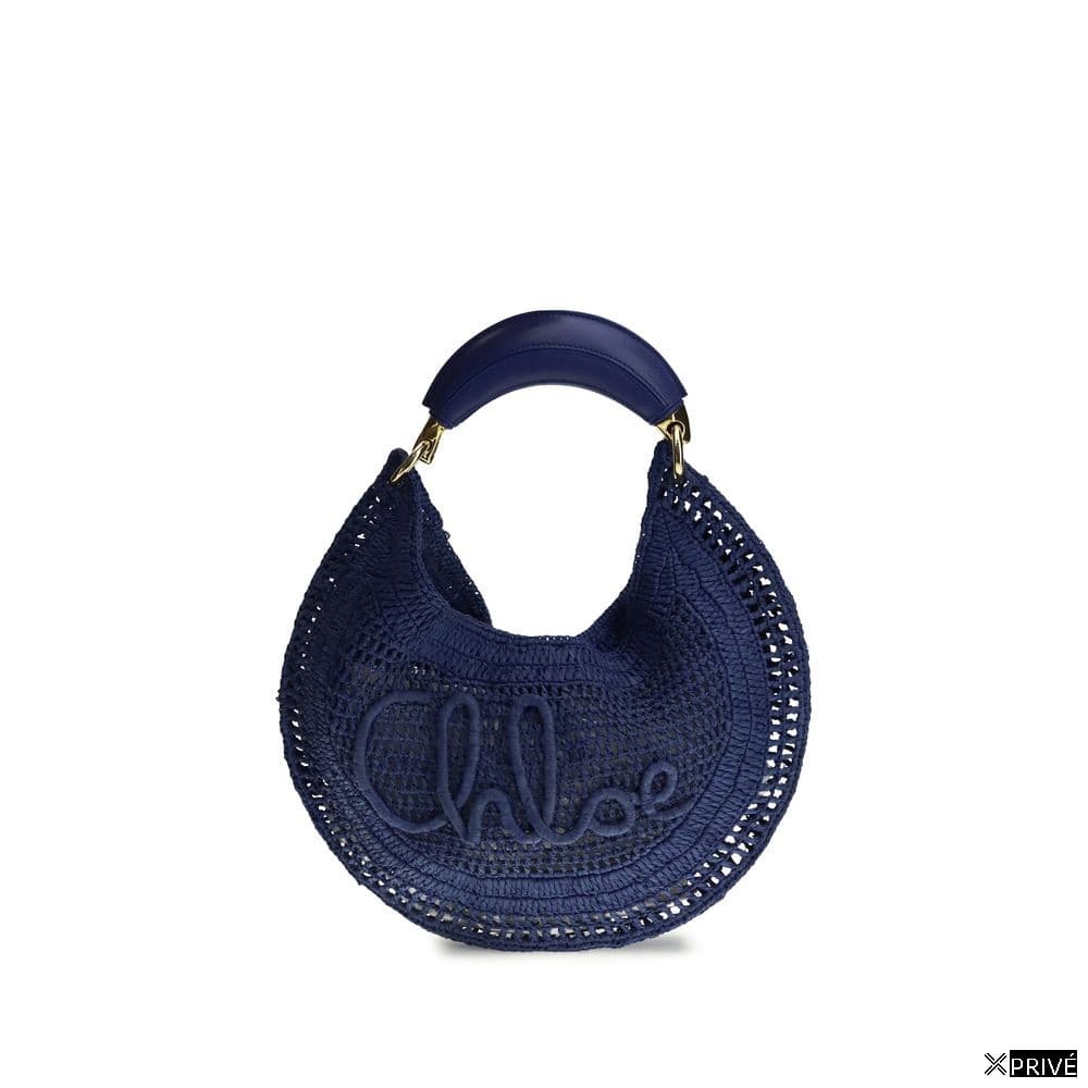 Sac bandoulière bleu en Raphia — 1