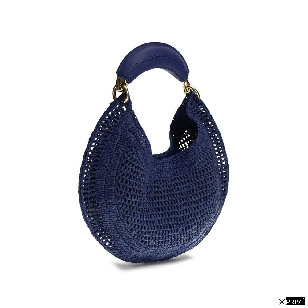 Sac bandoulière bleu en Raphia — 3