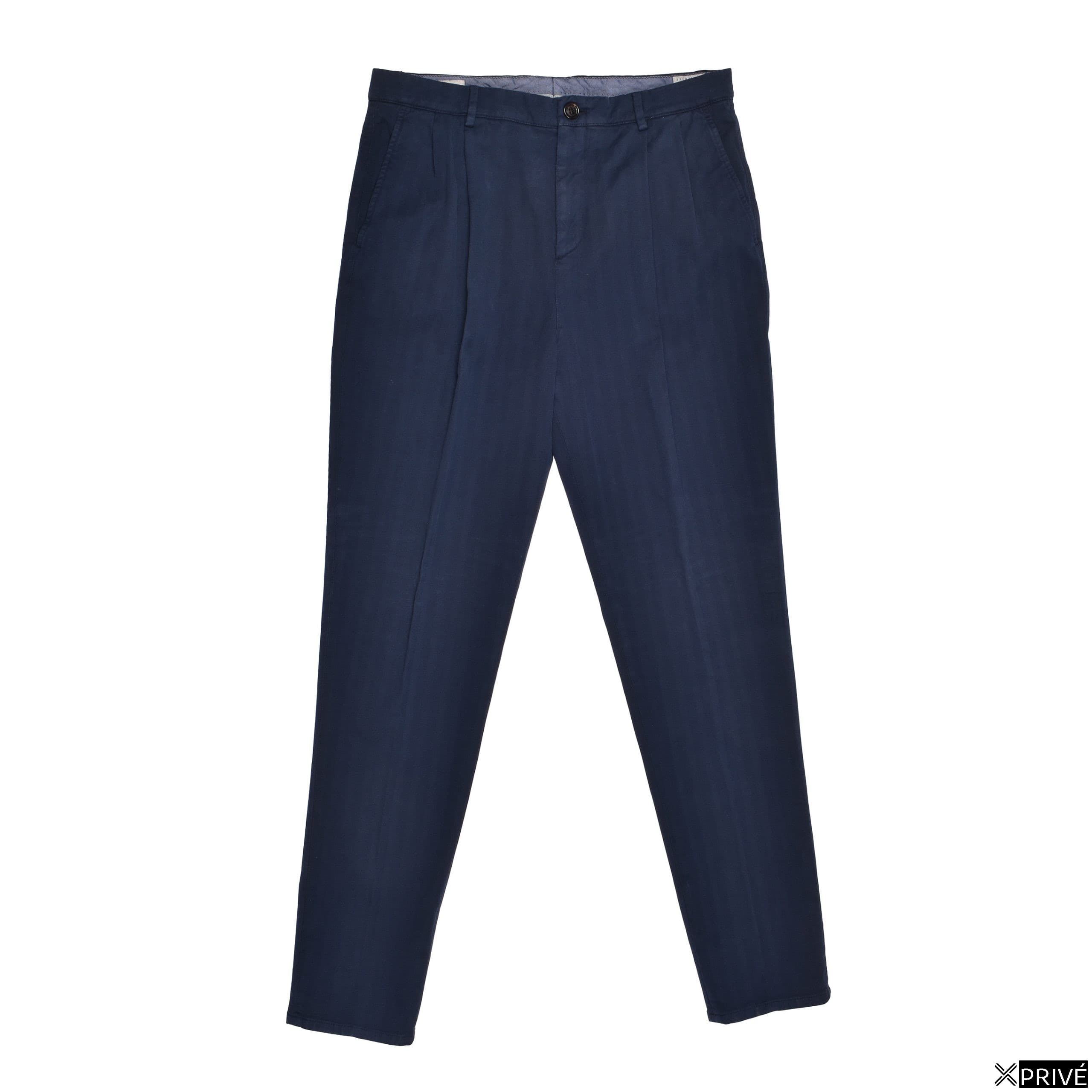 Blue Cotton Casual Pants — 1