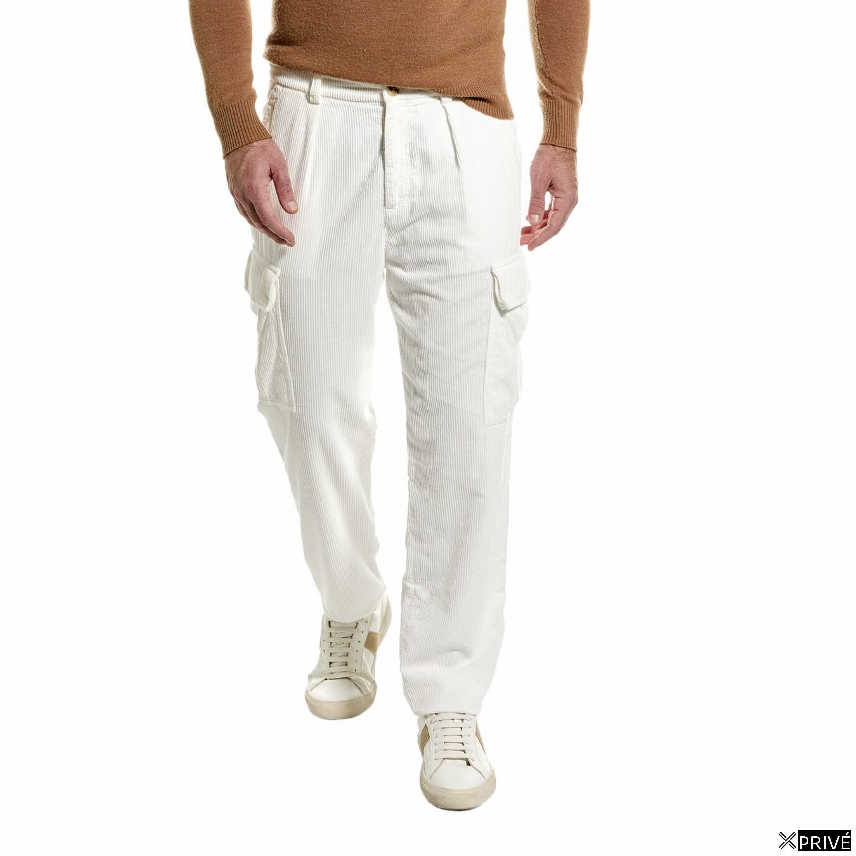 White Cotton Cargo Pants — 1