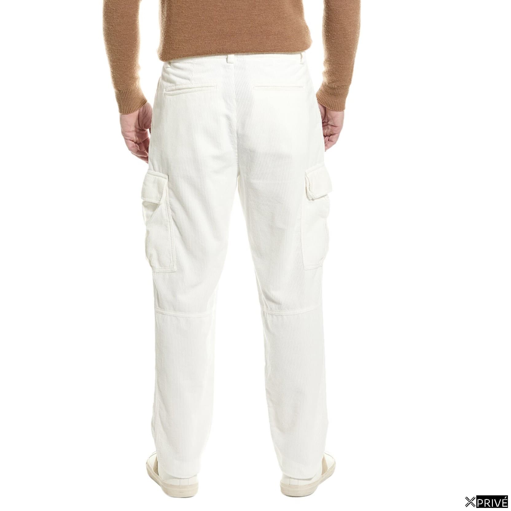 White Cotton Cargo Pants — 2