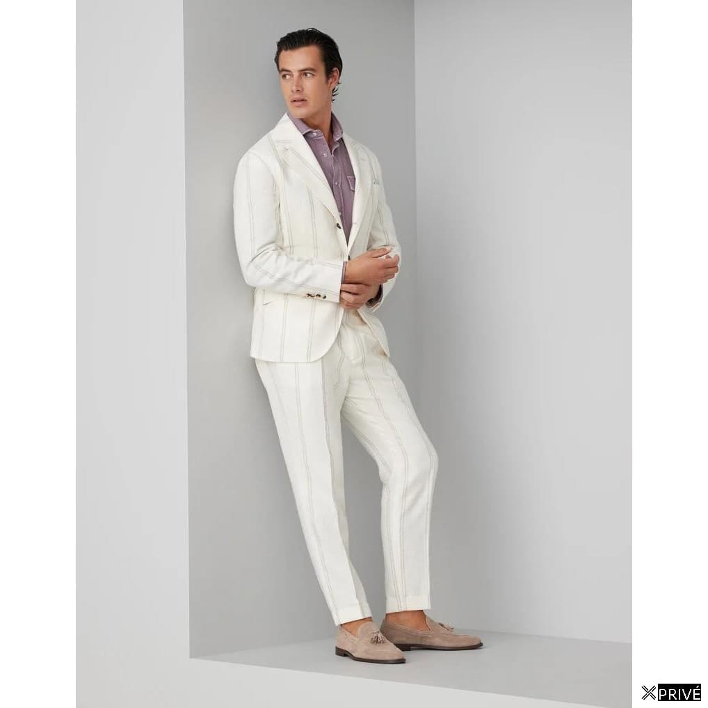 Bicolor Linen Two-Piece Suit — 1