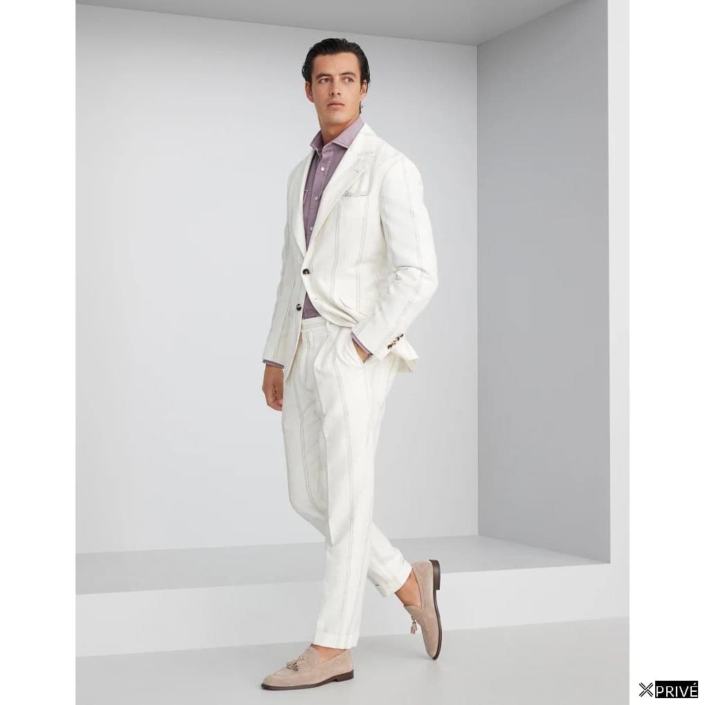 Bicolor Linen Two-Piece Suit — 2