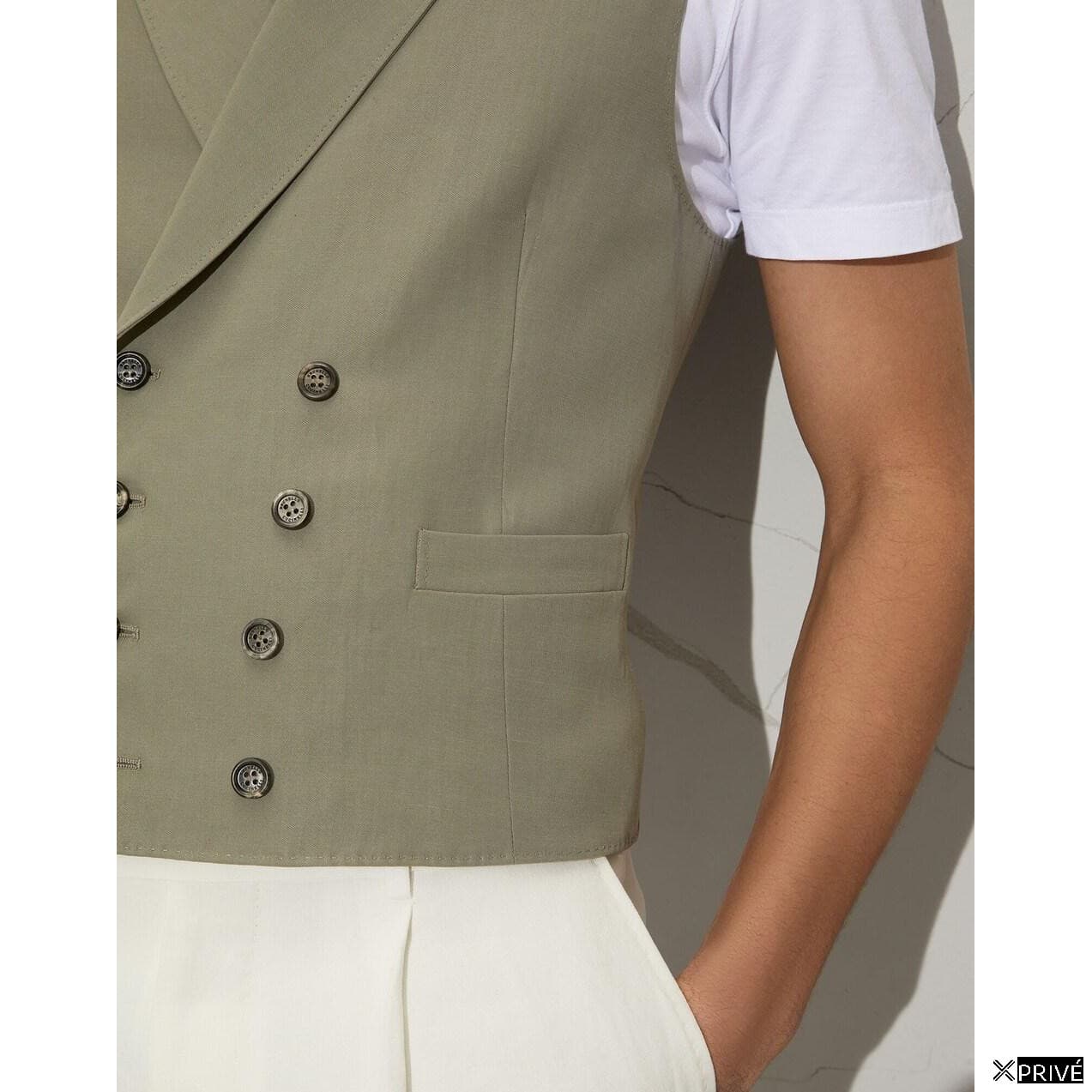 Army Linen Sleveless Jacket — 3