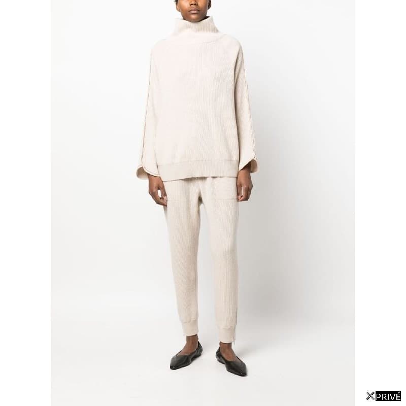 Beige Cashmere Athletic Pants — 2