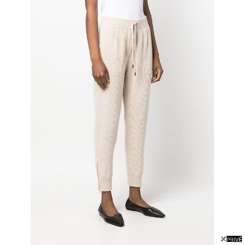 Beige Cashmere Athletic Pants — 3