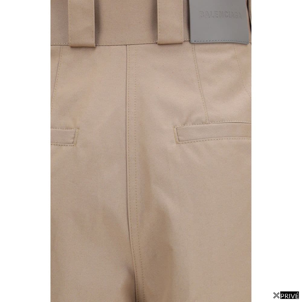 Beige Cotton Flared Pants — 3