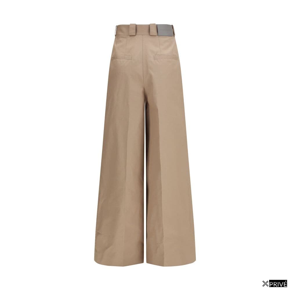 Beige Cotton Flared Pants — 2