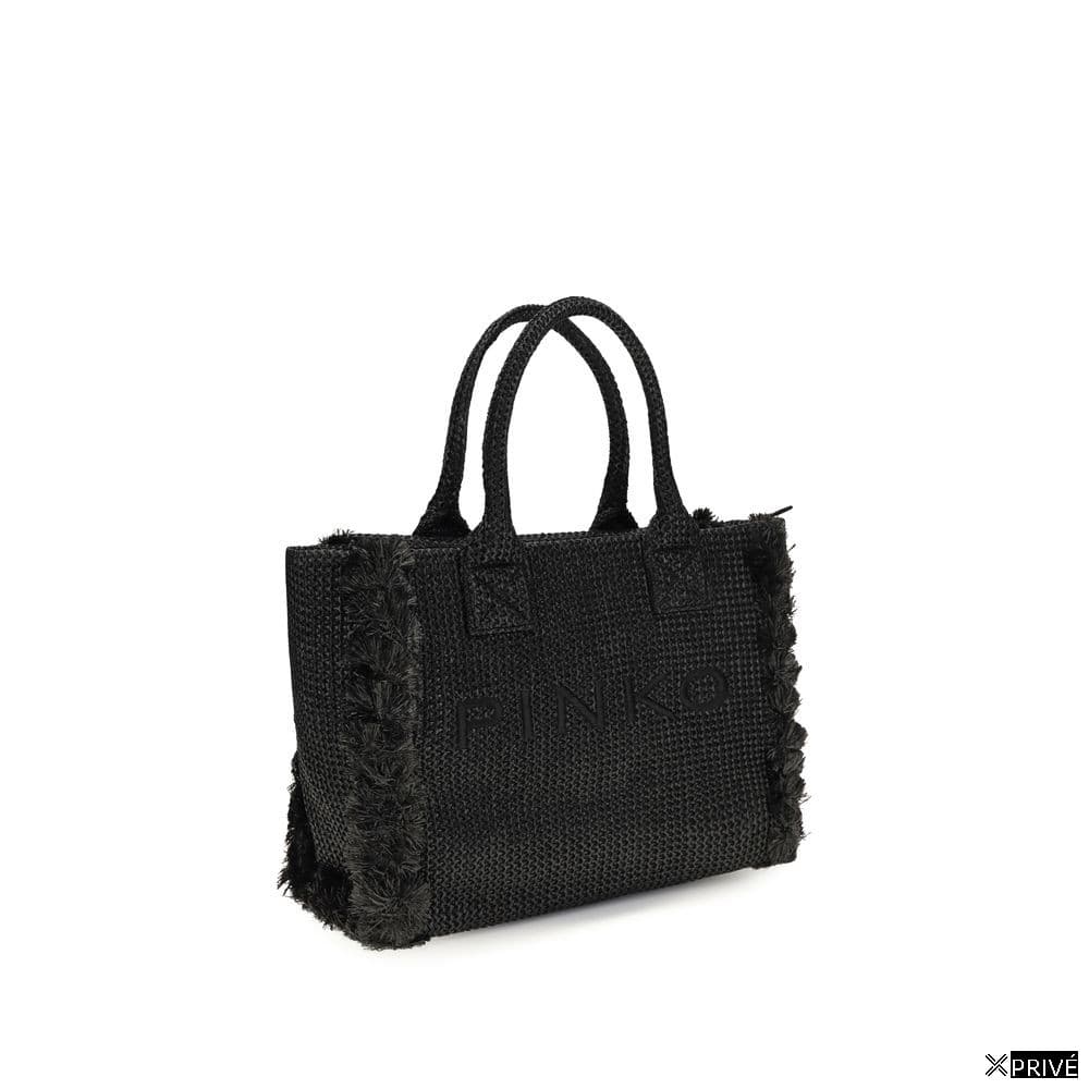Sac bandoulière noir en Raphia — 2
