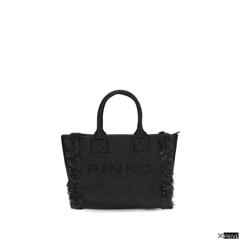 Sac bandoulière noir en Raphia — 1