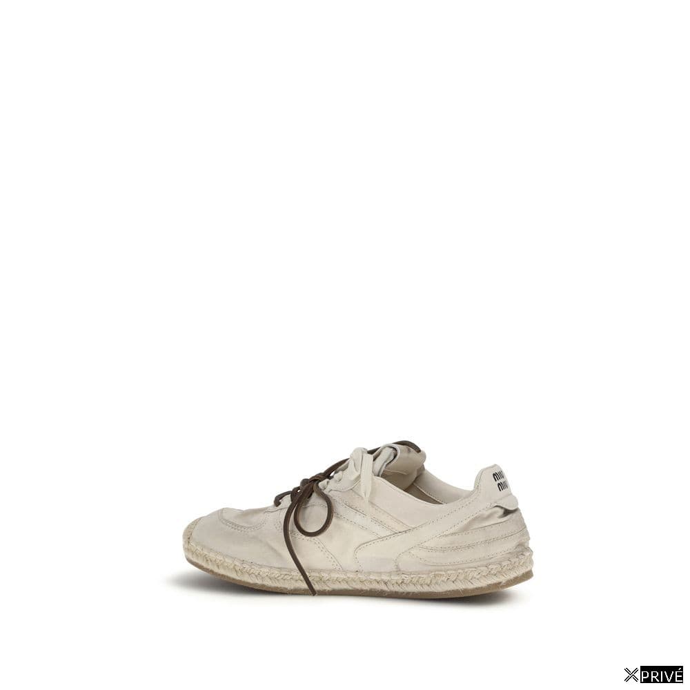 Beige Cotton Platform Sneakers — 3