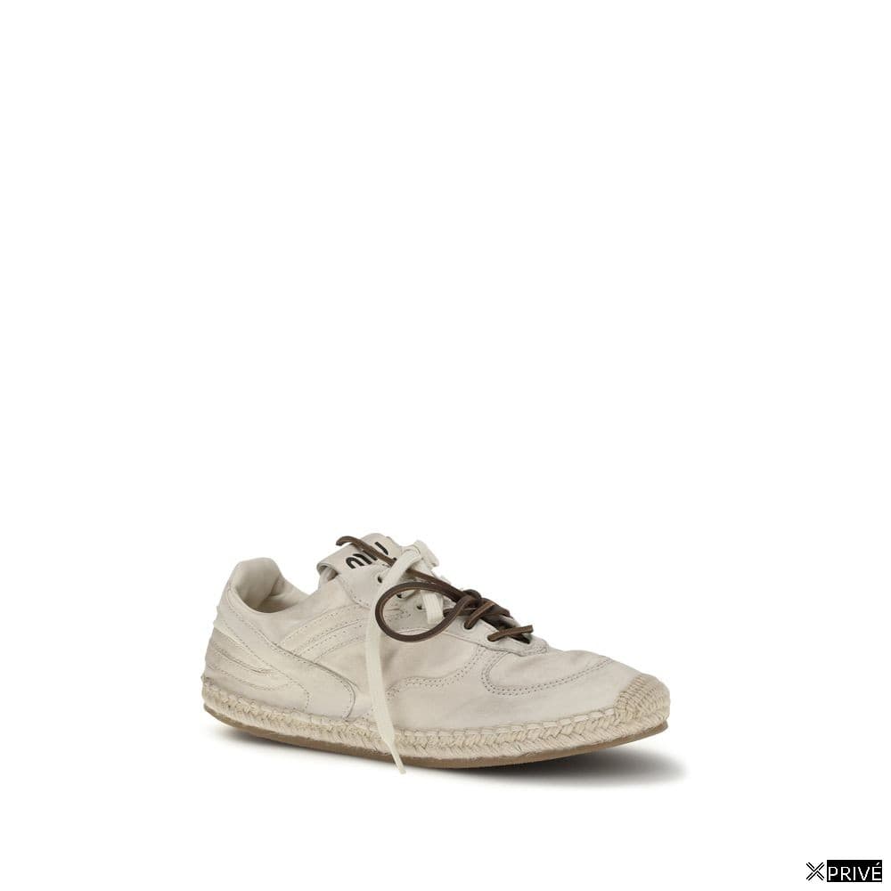 Beige Cotton Platform Sneakers — 2