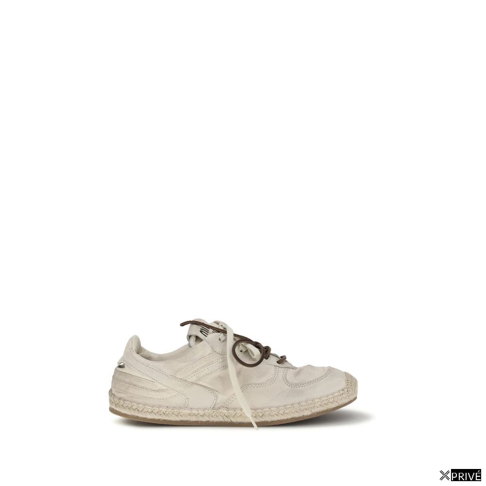 Beige Cotton Platform Sneakers — 1