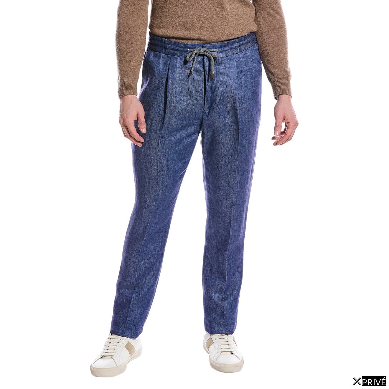 Blue Linen Casual Pants — 1