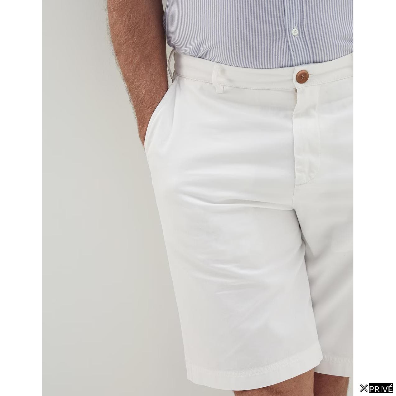 White Cotton Bermuda Shorts — 2